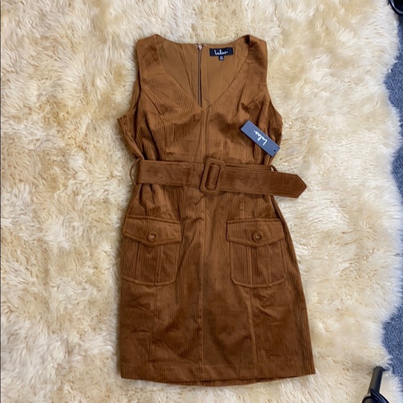 Lulus On My Way Up Brown Corduroy Belted Dress - Picture 2 of 9